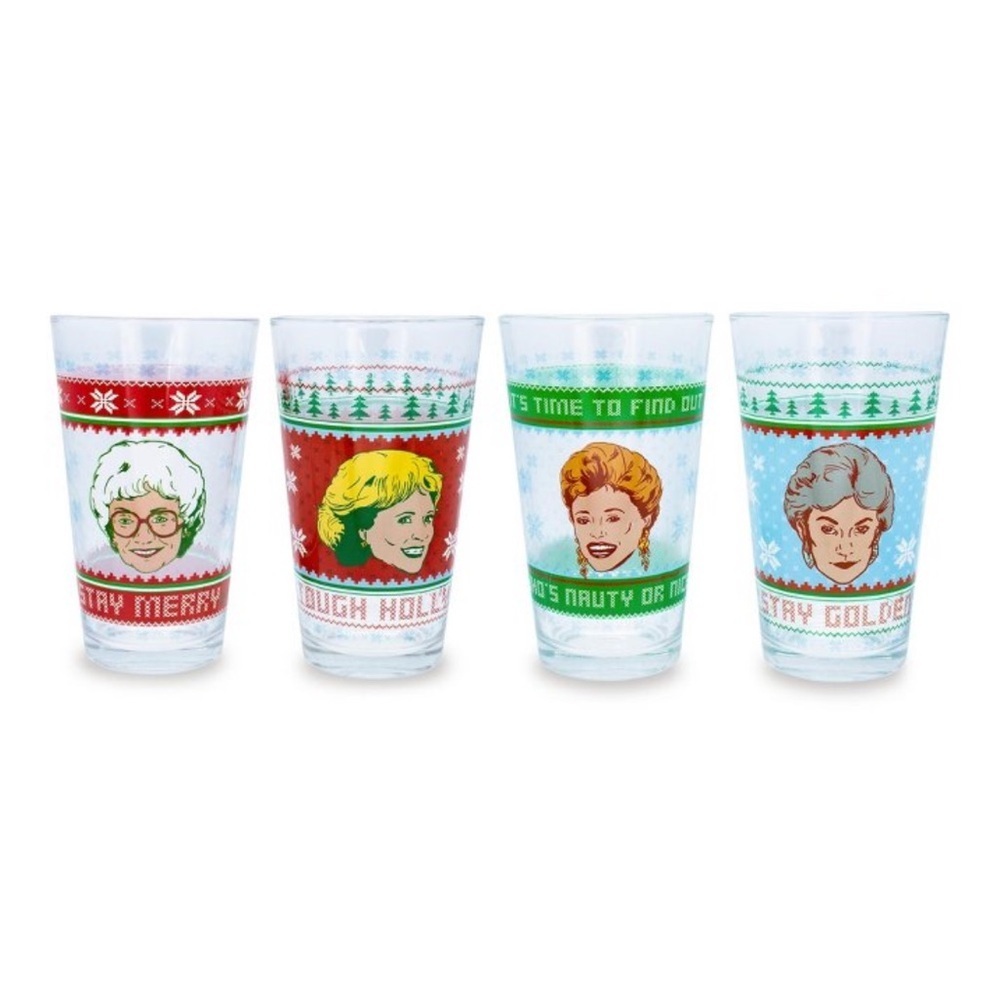Golden Girls Silver Buffalo Holiday Glassware Set